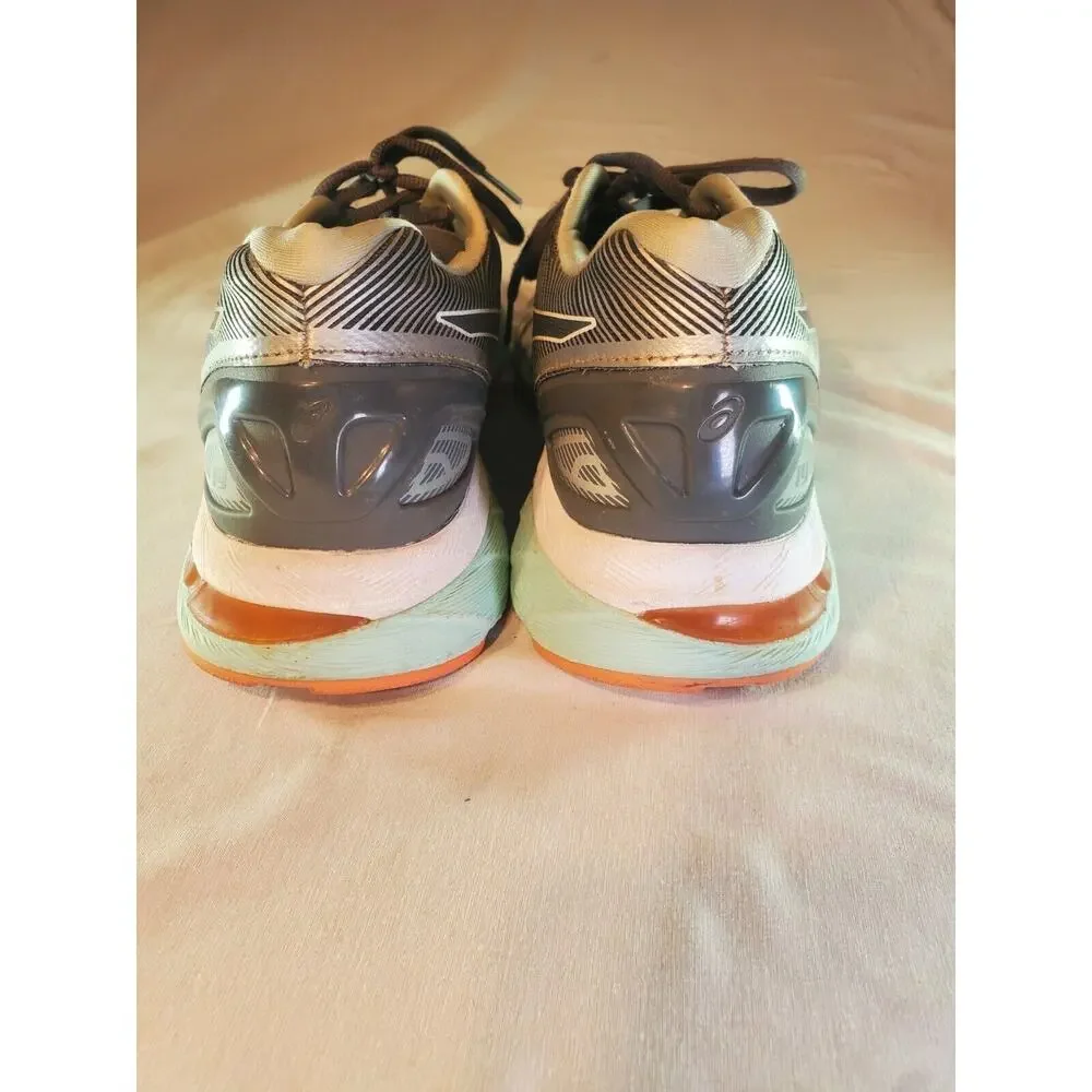 Womens ASICS GEL NIMBUS 19 Running Shoes SIZE 8 M Grey / Aqua Coral $179 MSRP